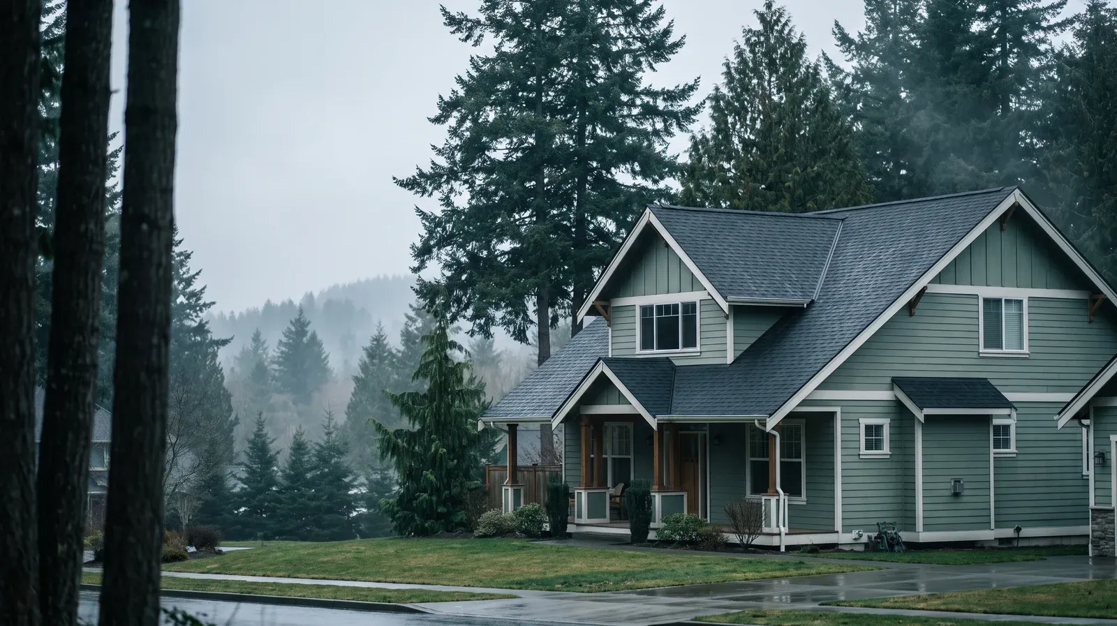 Clean asphalt-shingle roof after moss removal on a Bellingham, WA home
