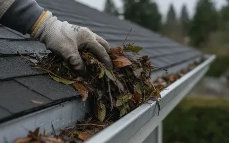 Gutter cleaning and downspout clear-out